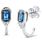 <span style="color:purple">SPECIAL!</span> 1.40ct G SI 14K White Gold Diamond & Blue Sapphire Gemstone Earrings
