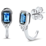 <span style="color:purple">SPECIAL!</span> 1.40ct G SI 14K White Gold Diamond & Blue Sapphire Gemstone Earrings