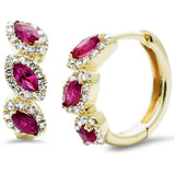 .73ct G SI 14K Yellow Gold Diamond & Ruby Gemstone Hoop Earrings