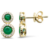 <span style="color:purple">¡ESPECIAL!</span> Aretes colgantes de diamante y esmeralda de oro amarillo de 14 quilates de 0.95 ct G SI