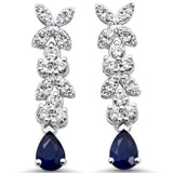 .58ct G SI 14K White Gold Diamond & Blue Sapphire Gemstone Drop Earrings