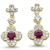 .58ct G SI 14K Yellow Gold Diamond & Ruby Gemstone Drop Earrings