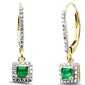 <span style="color:purple">SPECIAL!</span>.50ct G SI 14K Yellow Gold Diamond & Emerald Gemstones Drop Earrings