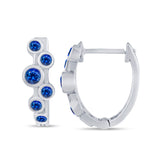 <span style="color:purple">SPECIAL!</span> .60ct G SI 14K White Gold Blue Sapphire Gemstone Hoop Earrings