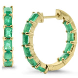 <span style="color:purple">¡ESPECIAL!</span> Aretes de aro de oro amarillo de 14K con esmeraldas de 2.47 ct G SI