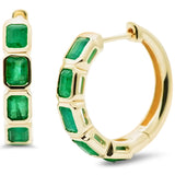 <span style="color:purple">SPECIAL!</span> 1.92ct G SI 14K Yellow Gold Emerald Gemstone Hoop Earrings