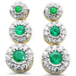 <span style="color:purple">SPECIAL!</span> 1.00ct G SI 14K Yellow Gold Diamond & Emerald Gemstone Drop Earrings