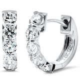 <span style="color:purple">SPECIAL!</span> .89ct G SI 14K White Gold Diamond 5 Stones Petite Hoop Huggie Earrings