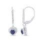 <span style="color:purple">SPECIAL!</span>1.04ct G SI 14K White Gold Diamond & Blue Sapphire Gemstone Drop Earrings