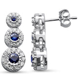 <span style="color:purple">SPECIAL!</span>1.19ct G SI 14K White Gold Diamond & Blue Sapphire Gemstone Drop Earrings