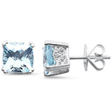 2.75ct G SI 14K White Gold Diamond & Aquamarine Gemstone Earrings