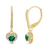 .74ct G SI 14K Yellow Gold Diamond Heart Shape Dangling Earrings