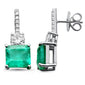 <span style="color:purple">SPECIAL!</span> 6.73ct G SI 14K White Gold Diamond & Emerald Gemstone Earrings