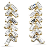 .34ct G SI 14K Yellow Gold Diamond Baguette Stone Drop Dangle Earrings