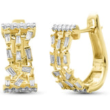 <span style="color:purple">SPECIAL!</span>.35ct G SI 14K Yellow Gold Round & Baguette Diamond Hoop Earrings