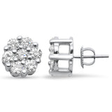 <span style="color:purple">SPECIAL!</span> 1.03ct G SI 14K White Gold Diamond Flower Screw Back Earrings