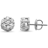 .78ct G SI 14K White Gold Diamond Flower Screw Back Earrings