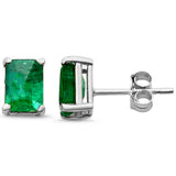 1.08ct G SI 14K White Gold Emerald Gemstone Stud Earrings