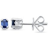 <span style="color:purple">SPECIAL!</span> .54ct G SI 14K White Gold Diamond & Blue Sapphire Gemstone Earrings