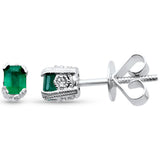 Aretes de diamante y esmeralda en oro blanco de 14K de .40ct G SI