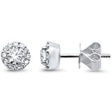 .71ct G SI 14K White Gold Round Diamond Halo Stud Earrings