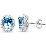 <span style="color:purple">SPECIAL!</span> 2.61ct G SI 14K White Gold Diamond & Aquamarine Gemstone Halo Earrings