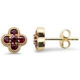 .53ct G SI 14K Yellow Gold Ruby Gemstone Clover Earrings Push Backings