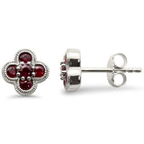 .53ct G SI 14K White Gold Ruby Gemstone Clover Earrings Push Backings