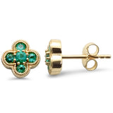 .35ct G SI 14K Yellow Gold Emerald Gemstone Clover Earrings