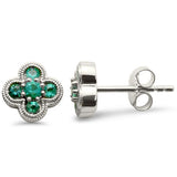 .35ct G SI 14K White Gold Emerald Gemstone Clover Earrings