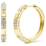 .22ct G SI 14K Yellow Gold Diamond Studded Design Hoop Earrings