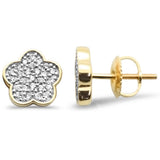 .26ct G SI 14K Yellow Gold Diamond Flower Stud Earrings