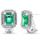 <span style="color:purple">¡ESPECIAL!</span> Aretes de oro blanco de 14K con gemas de esmeralda natural, 3.10ct G SI