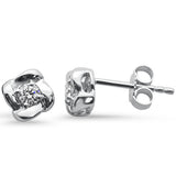 <span style="color:purple">¡ESPECIAL!</span> Pendientes de botón con forma de flor de diamante de oro blanco de 14K, G SI, de 0,19 ct