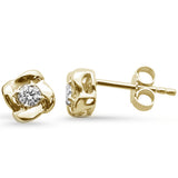 .19ct G SI 14K Yellow Gold Diamond Flower Stud Earrings
