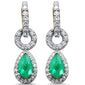 <span style="color:purple">SPECIAL!</span>.63ct G SI 14K Yellow Gold Diamond & Pear Shape Emerald Gemstone Drop Earrings