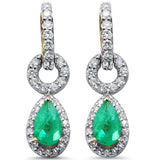 <span style="color:purple">¡ESPECIAL!</span>.63ct G SI Oro Amarillo 14K Pendientes Colgantes con Diamantes y Esmeraldas de Pera