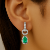<span style="color:purple">¡ESPECIAL!</span>.63ct G SI Oro Amarillo 14K Pendientes Colgantes con Diamantes y Esmeraldas de Pera