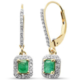 <span style="color:purple">SPECIAL!</span> .60ct G SI 14K Yellow Gold Diamond & Emerald Gemstone Drop Earrings