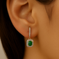 <span style="color:purple">SPECIAL!</span> .60ct G SI 14K Yellow Gold Diamond & Emerald Gemstone Drop Earrings