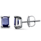 <span style="color:purple">SPECIAL!</span> 1.20ct G SI 14K White Gold Blue Sapphire Gemstone Stud Earrings