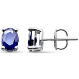 <span style="color:purple">¡ESPECIAL!</span> Aretes de oro blanco de 14 quilates con zafiros azules ovalados de 1,88 ct G SI