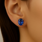 <span style="color:purple">SPECIAL!</span> 1.88ct G SI 14K White Gold Oval Shape Blue Sapphire Gemstone Stud Earrings