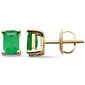 1.09ct G SI 14K Yellow Gold Emerald Gemstone Stud Earrings