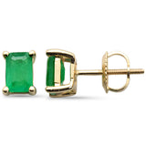 1.02ct G SI 14K Yellow Gold Emerald Gemstone Stud Earrings