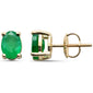 <span style="color:purple">SPECIAL!</span>1.58ct G SI 14K Yellow Gold Oval Shape Emerald Gemstone Stud Earrings
