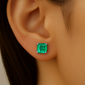 <span style="color:purple">SPECIAL!</span>2.60ct G SI 14K White Gold Princess Cut Emerald Gemstone Stud Earrings