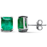 <span style="color:purple">¡ESPECIAL!</span>Pendientes de tuerca de oro blanco de 14K con esmeraldas de 3,10 ct G SI