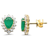 1.64ct G SI 14K Yellow Gold Diamond & Pear Shape Emerald Gemstone Earrings