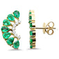 <span style="color:purple">SPECIAL!</span>1.99ct G SI 14K Yellow Gold Diamond & Pear Shape Emerald Gemstone Ear Crawler Earrings